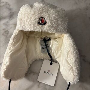 Moncler White Furry Hat